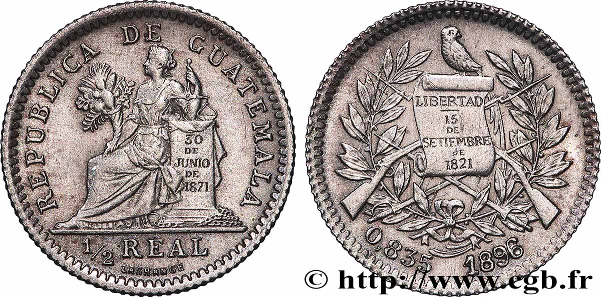 GUATEMALA 1/2 Real 1896  SPL 