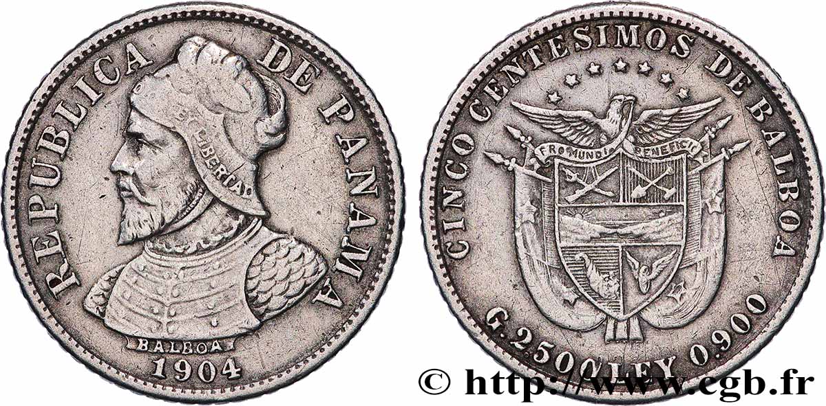 PANAMA 5 Centesimos Vasco Nunez de Balboa 1904  q.SPL 
