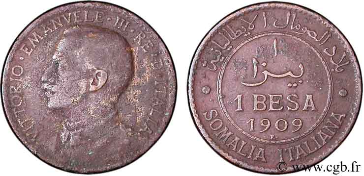 SOMALIA ITALIANA 1 Besa Victor-Emmanuel III 1909 Rome - R q.MB 