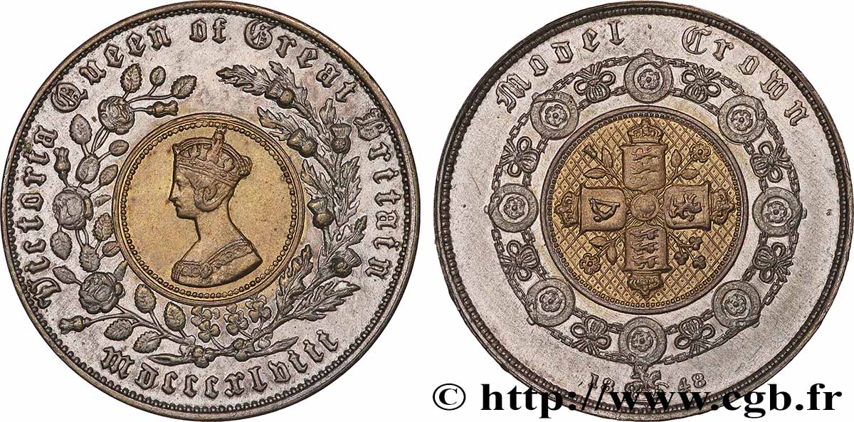 GRANDE BRETAGNE - VICTORIA 1 Crown Model 1848 Londres SUP 