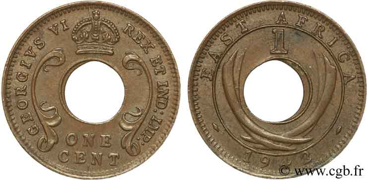EAST AFRICA 1 Cent (Georges VI) 1942 Bombay XF 