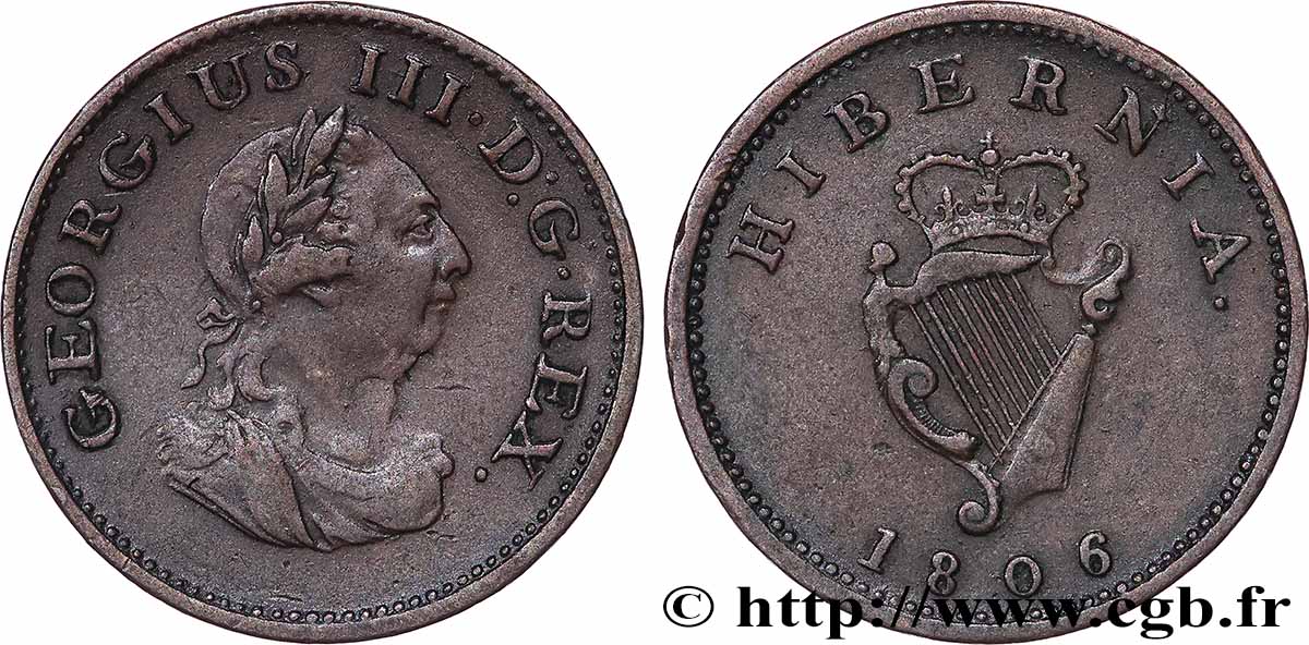 IRLAND 1 Farthing Georges III 1806  SS 