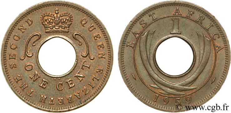 AFRICA DI L EST BRITANNICA  1 Cent (Elisabeth II) 1959 Kings Norton - KN SPL 