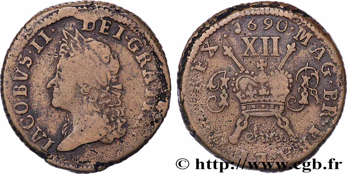 IRELAND REPUBLIC 1 Shilling Jacques II frappée pour le mois de Juin 1689  VF 