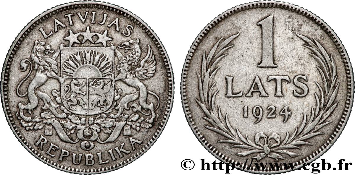 LETTLAND 1 Lats emblème 1924 Londres fVZ 