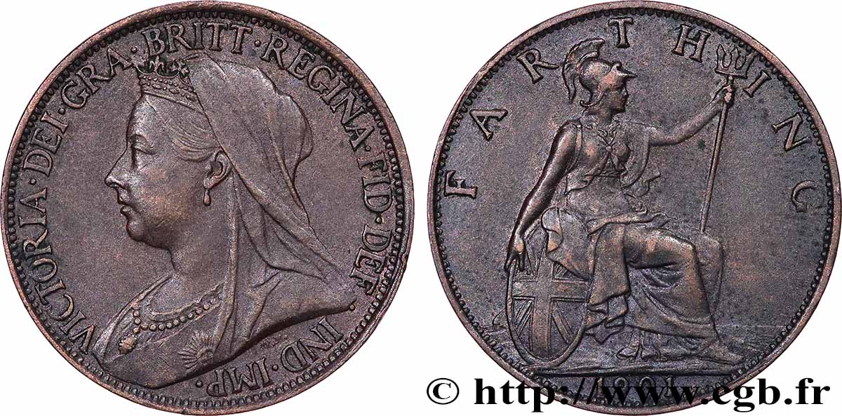 VEREINIGTEN KÖNIGREICH 1 Farthing Victoria “Old Head” 1901  fVZ 