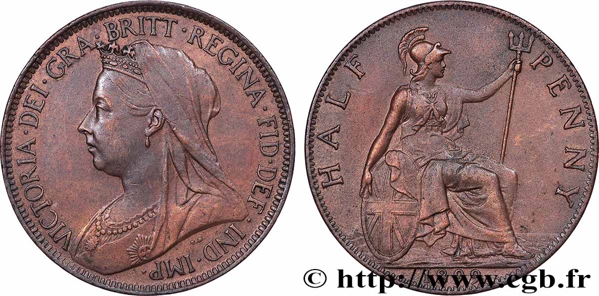 VEREINIGTEN KÖNIGREICH 1/2 Penny Victoria “old head” 1899 Londres fVZ 
