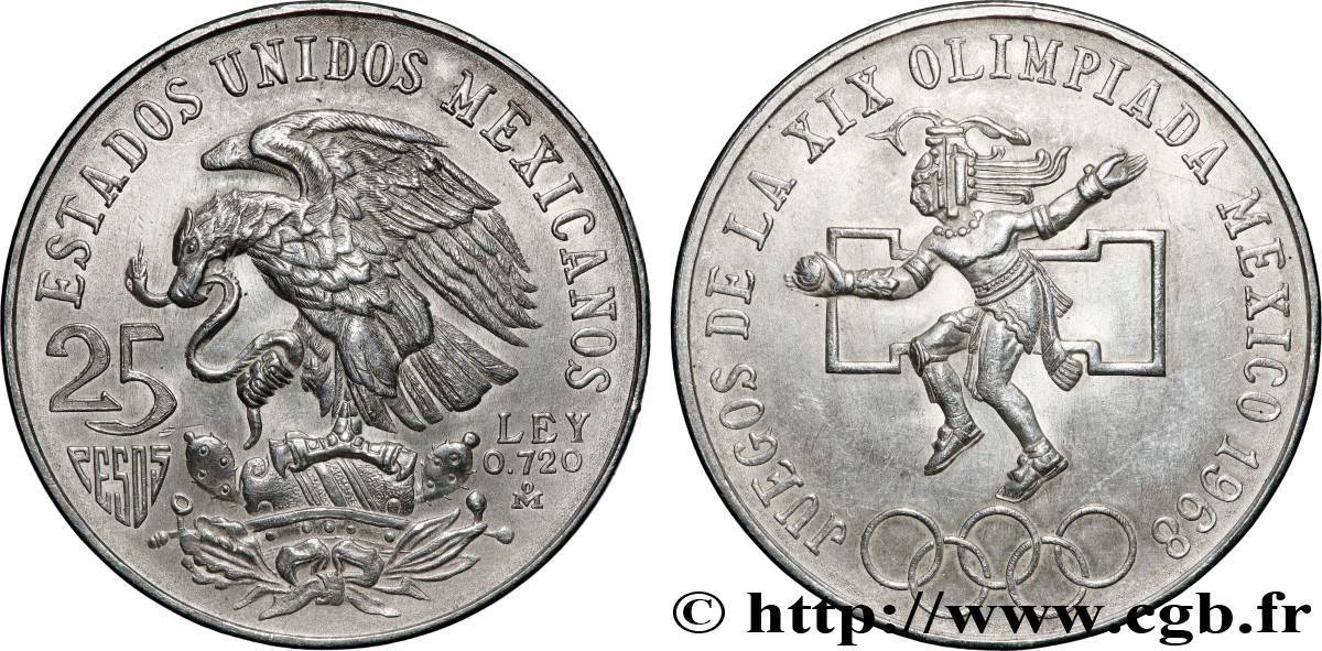 MÉXICO 25 Pesos Jeux Olympiques de Mexico 1968 Mexico EBC 