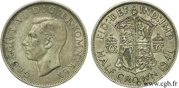 REINO UNIDO 1/2 Crown Georges VI / blason 1941  MBC 