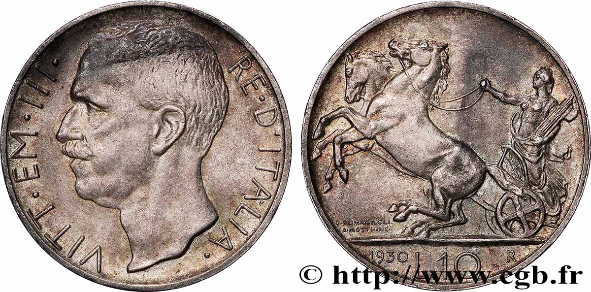 ITALIE - ROYAUME D&nbsp;ITALIE - VICTOR-EMMANUEL III 10 Lire Victor-Emmanuel II 1930 Rome TTB+ 