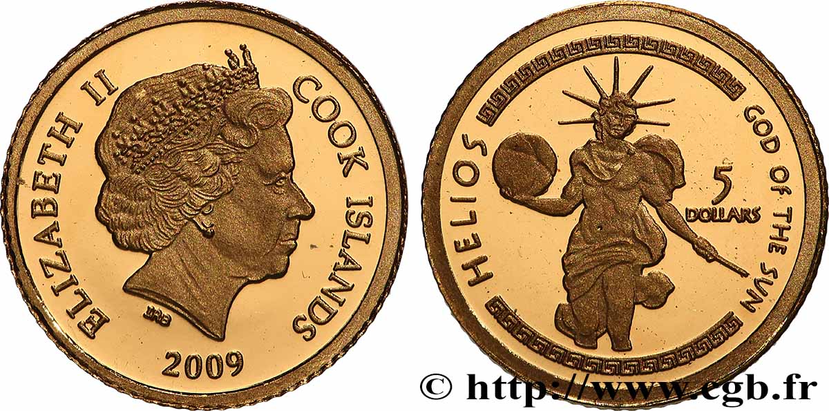 ÎLES COOK  5 Dollar Proof Helios 2009  FDC 