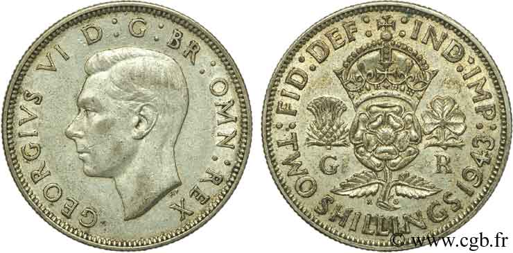 REGNO UNITO 1 Florin (2 Shillings) Georges VI 1943  BB 