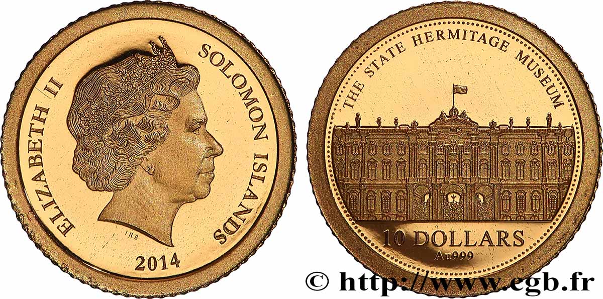 ÎLES SALOMON 10 Dollars Proof Musée de l’Hermitage 2014  FDC 