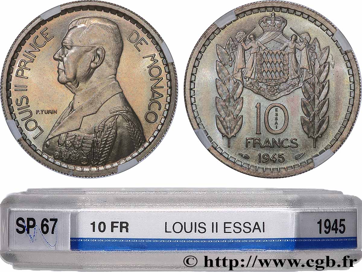 MONACO - FÜRSTENTUM MONACO - LUDWIG II. Essai de 10 Francs  1945 Paris ST67 GENI