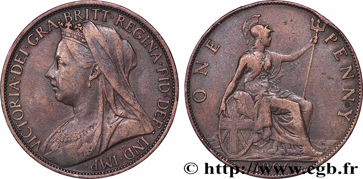 ROYAUME-UNI 1 Penny Victoria “old head” 1900 Londres TB+ 