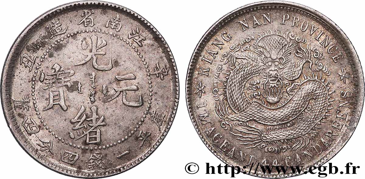 CHINA 20 Cents province de Kiangnan - Dragon an 38 1901  fVZ 