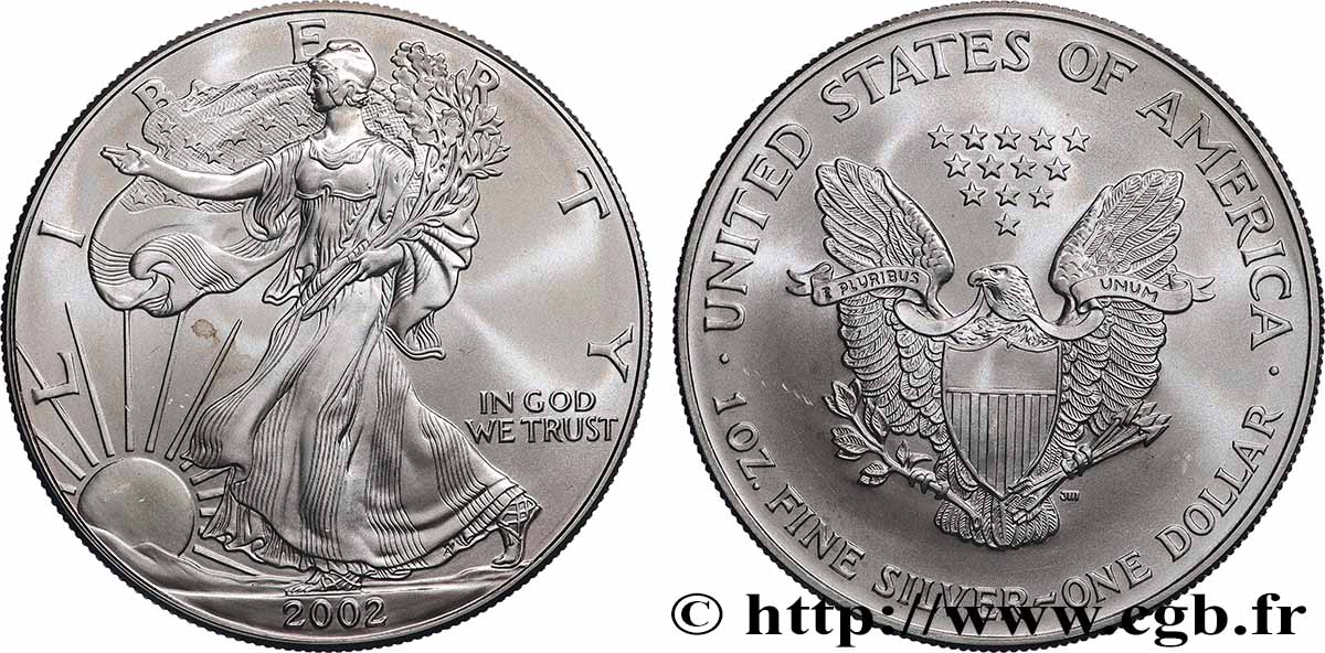 ARGENT D&nbsp;INVESTISSEMENT 1 Dollar type Liberty Silver Eagle 2002 West Point SPL 