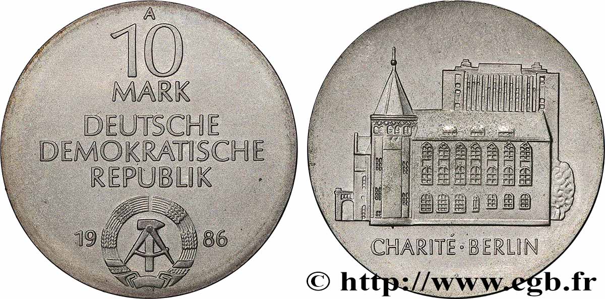 ALLEMAGNE RÉPUBLIQUE DÉMOCRATIQUE 10 Mark Charité Berlin 1986 Berlin SUP 