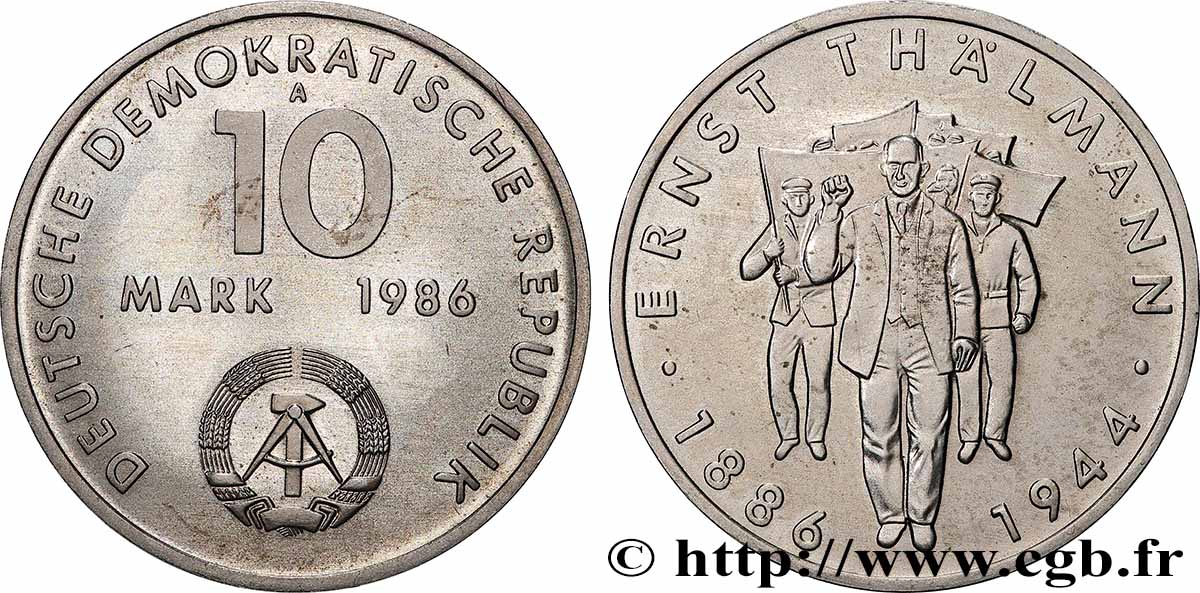 ALLEMAGNE RÉPUBLIQUE DÉMOCRATIQUE 10 Mark Ernst Thälmann 1986 Berlin SUP 