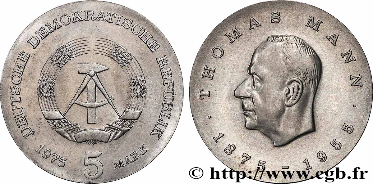 GERMAN DEMOCRATIC REPUBLIC 5 Mark Thomas Mann 1975  MS 