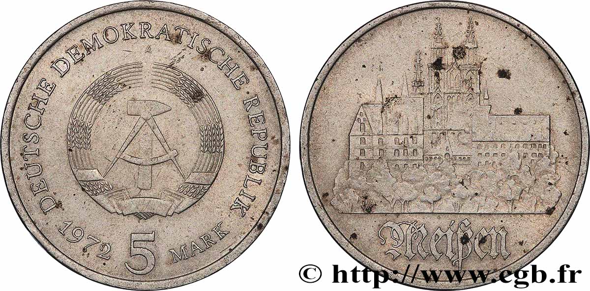 GERMAN DEMOCRATIC REPUBLIC 5 Mark ville de Meissen 1972 Berlin AU 