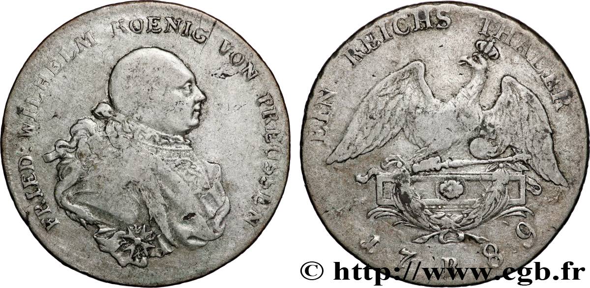 ALLEMAGNE - PRUSSE Thaler Frédéric-Guillaume 1789 Breslau TB+ 