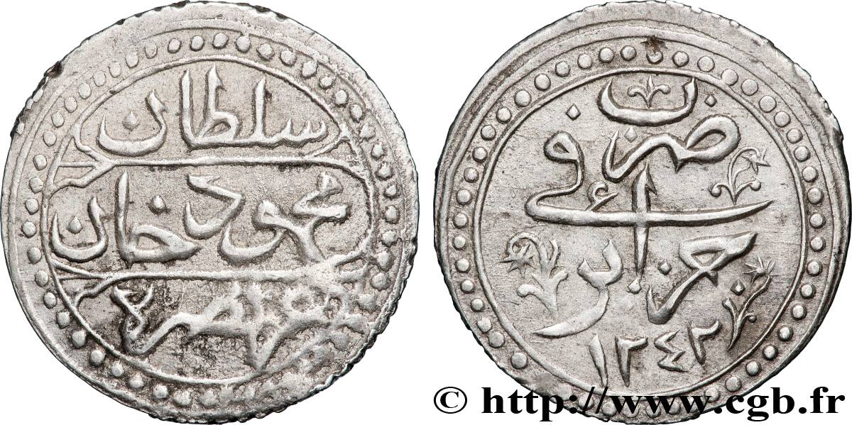ALGERIEN 1/4 Budju au nom de Mahmud II an 1242 1827  SS 