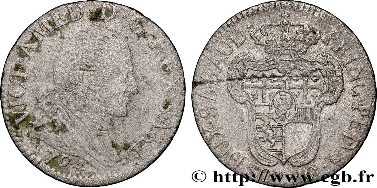 ITALY - KINGDOM OF SARDINIA - VICTOR-AMEDEE III 10 Soldi  1794 Turin VF 