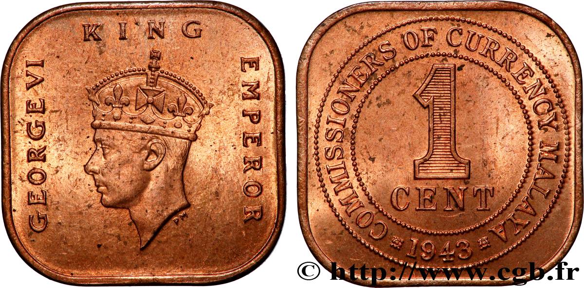 MALESIA 1 Cent Georges VI 1943  SPL 