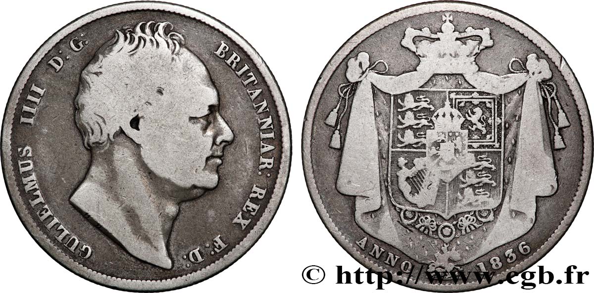 ROYAUME-UNI 1/2 Crown Guillaume IV 1836  TB 