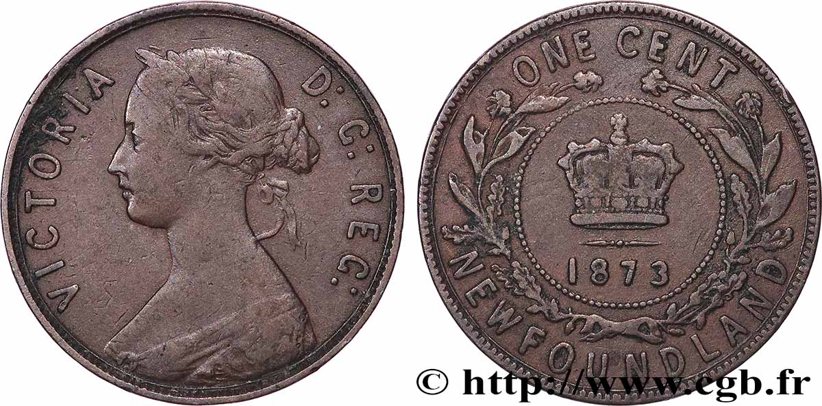 NEUFUNDLAND 1 Cent Terre Neuve Victoria 1873 Londres fSS 