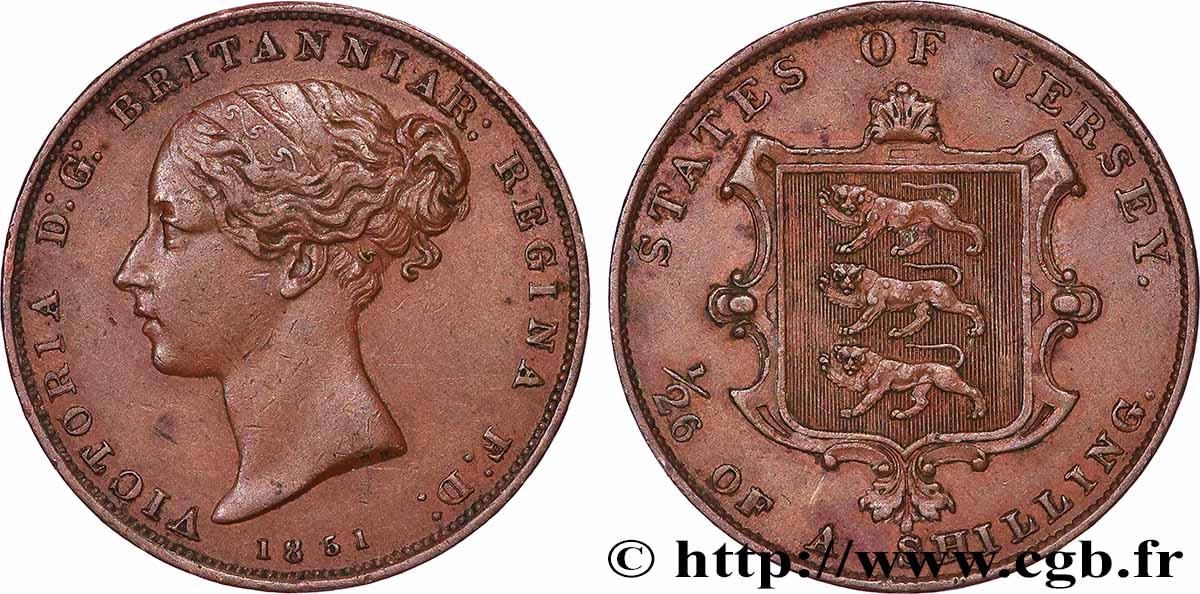JERSEY 1/26 Shilling Reine Victoria 1851  TTB 