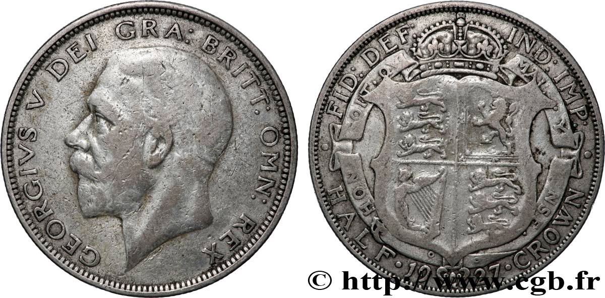 ROYAUME-UNI 1/2 Crown Georges V 1927 Londres TB 