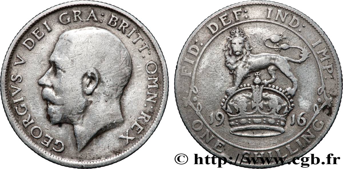 ROYAUME-UNI 1 Shilling Georges V 1916 Londres TB 