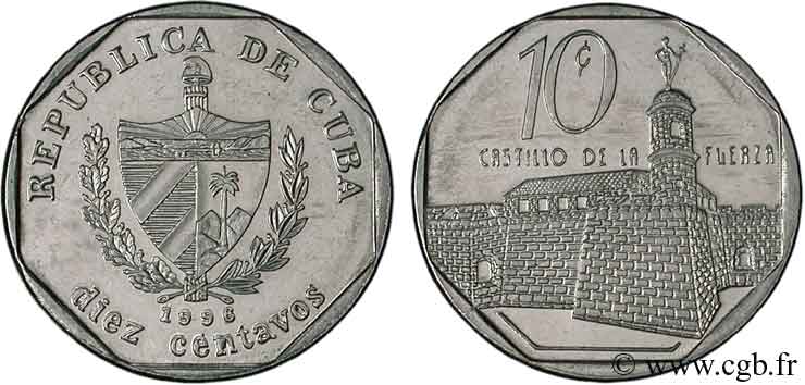 CUBA 10 Centavos (Peso convertible) Forteresse de la Fuerza à La Havane 1996  AU 