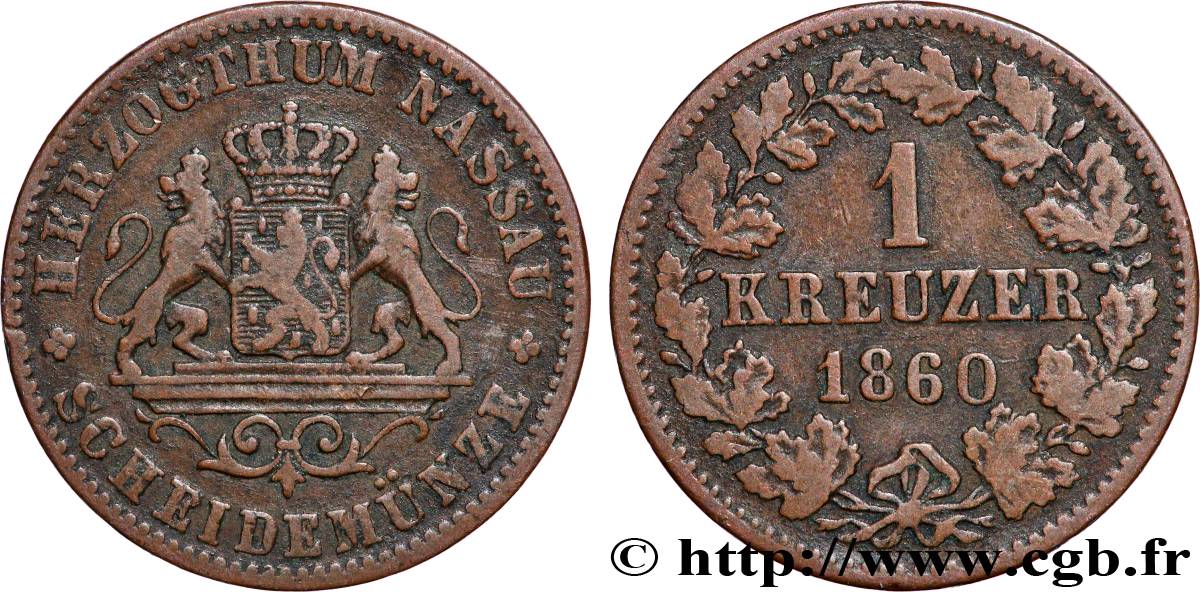 DEUTSCHLAND - NASSAU 1 Kreuzer 1860 Wiesbaden SS 