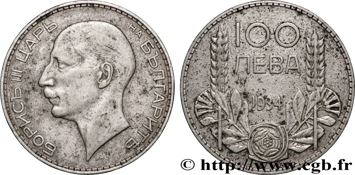 BULGARIE 100 Leva Boris III 1934  TTB 