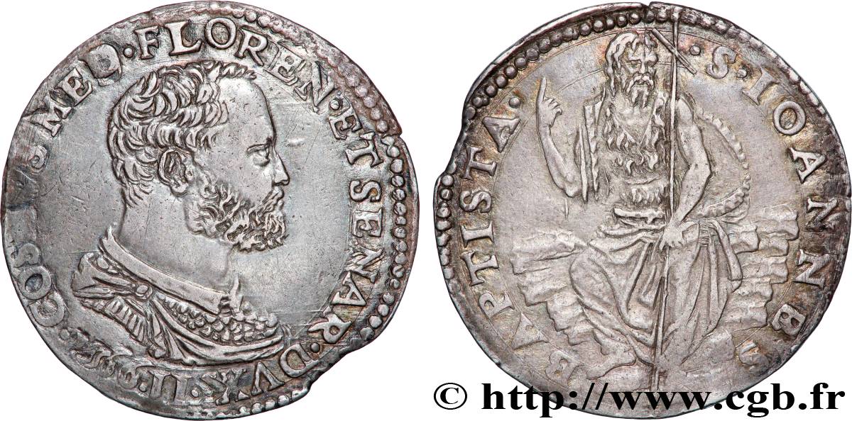 ITALIE - TOSCANE - FLORENCE - JEAN-GASTON IER DE MÉDICIS Teston, IIe type 1566 Florence fVZ 