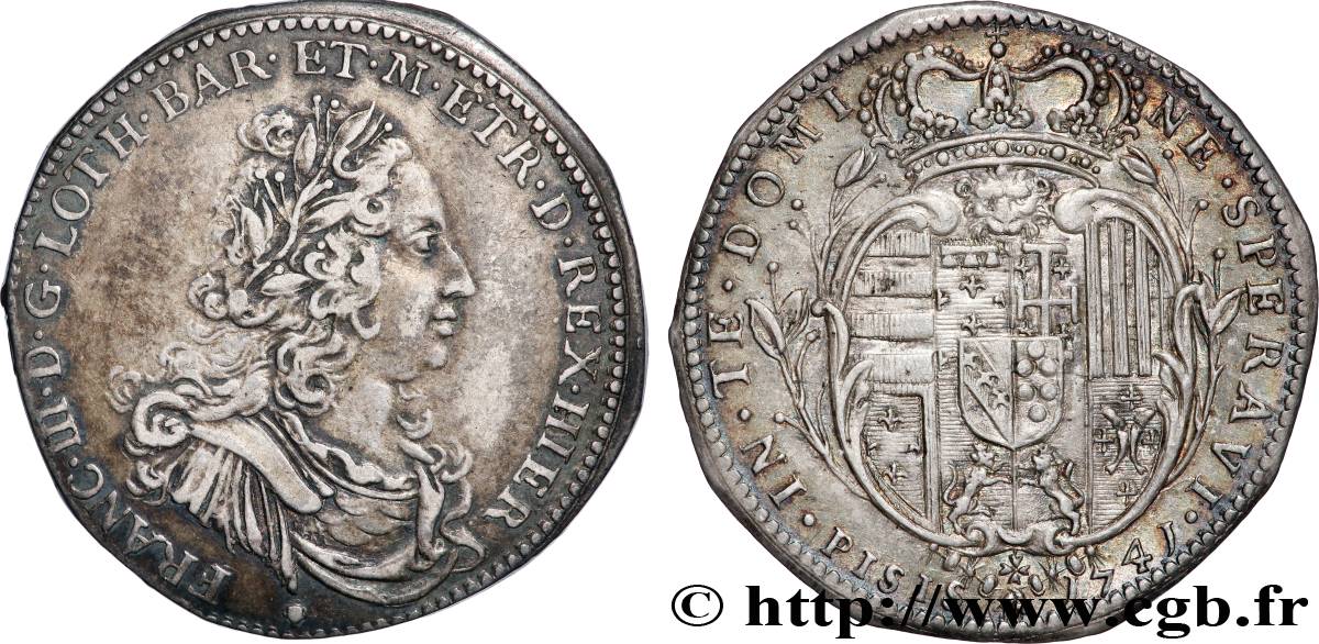 ITALIE - GRAND DUCHÉ DE TOSCANE - PIERRE-LÉOPOLD Ier DE LORRAINE 1/2 Francescone (5 Paoli)  1741 Pise SS/fVZ 