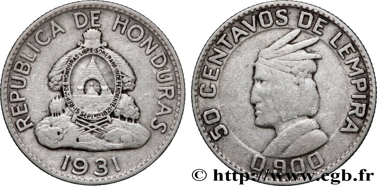 HONDURAS 50 Centavos de Lempira 1931 Philadelphie TB 