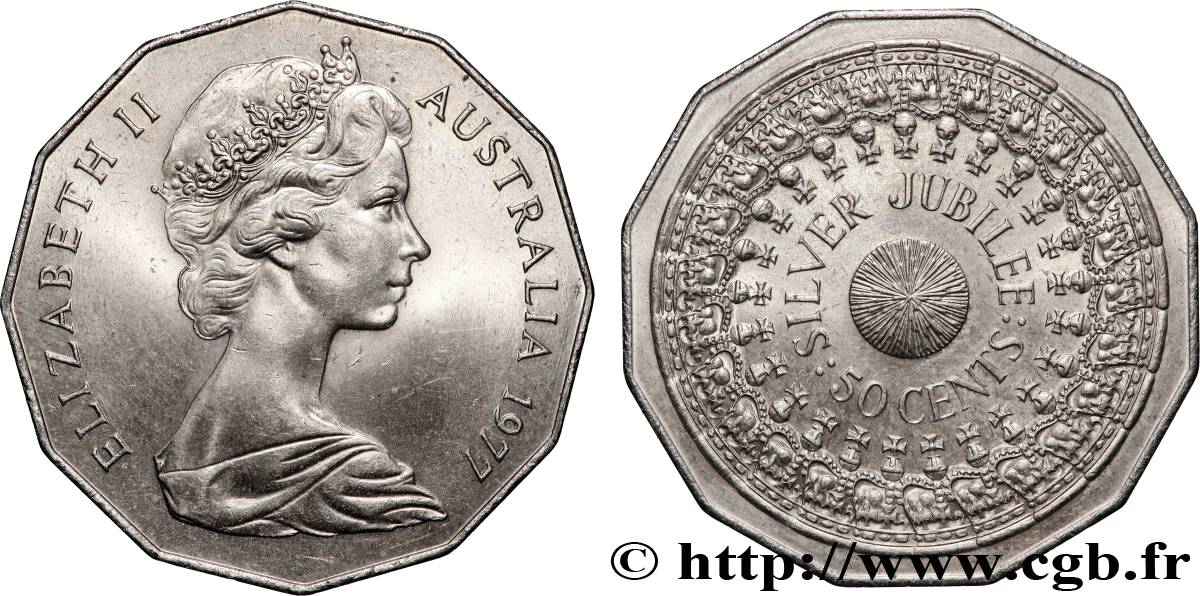 AUSTRALIE 50 Cents Elisabeth II / jubilé d’argent 1977 Canberra SUP 