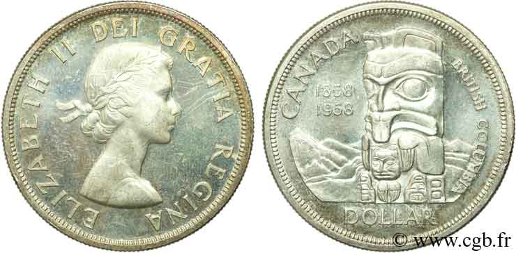 KANADA 1 Dollar Elisabeth II / Colombie Britannique 1958  fST 