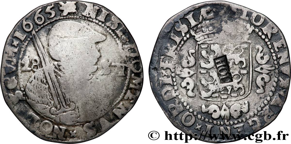 NIEDERLANDE - VEREINIGTEN PROVINZEN - WESTFRIESLAND 28 Stuivers avec contremarque hollandaise 1665  fSS 