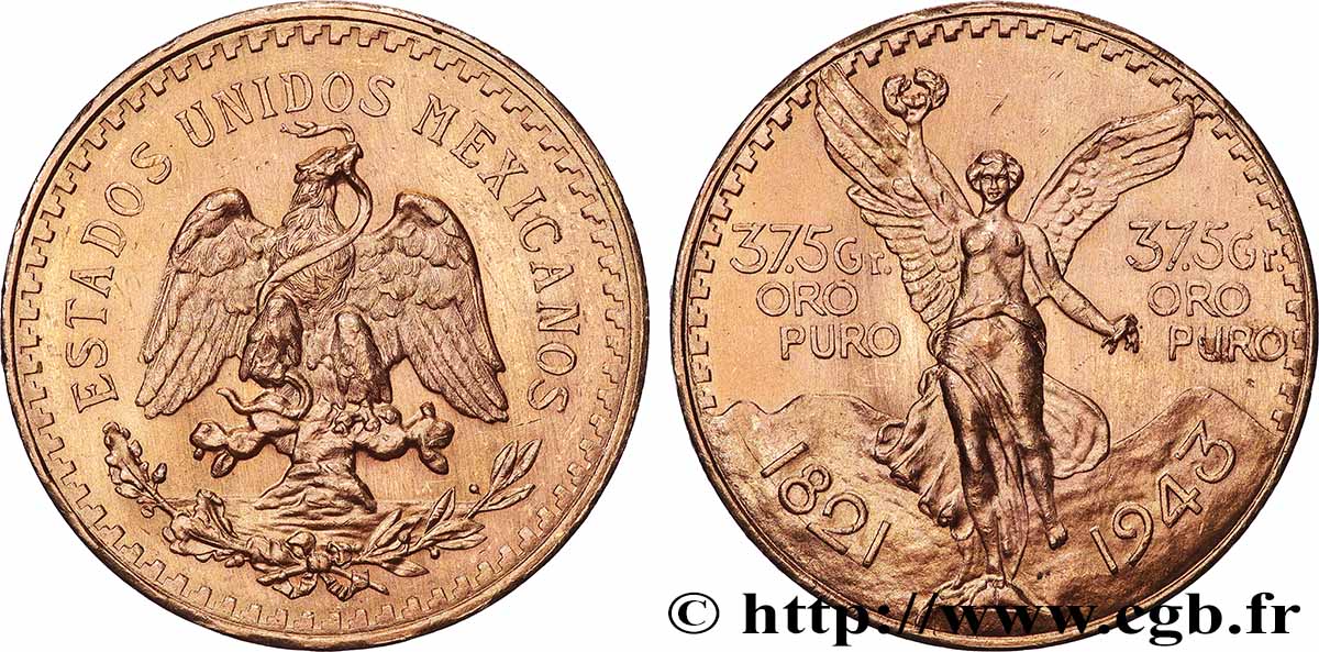 OR, PALLADIUM ET PLATINE INVESTISSEMENT 50 Pesos or 1943 Mexico SUP 