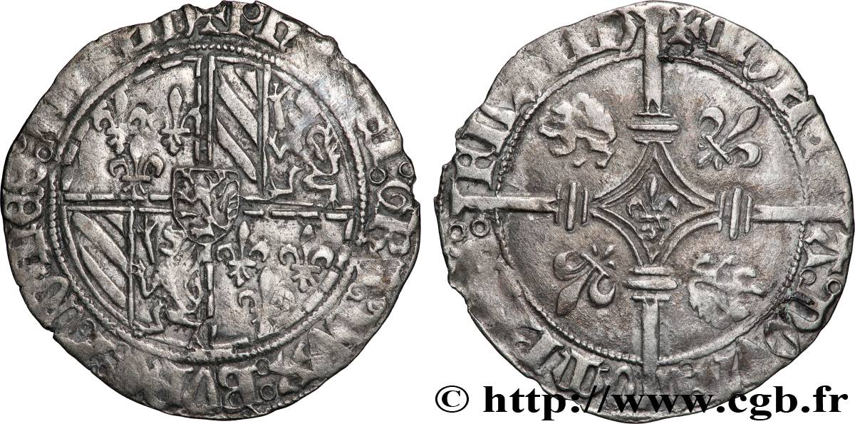 FLANDRE - COMTÉ DE FLANDRE - PHILIPPE LE BON Double gros dit &nbsp;Vierlander&nbsp; n.d. Gand ou Bruges TTB 