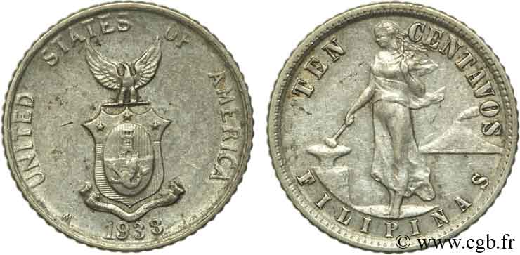 FILIPINAS 10 Centavos - Administration Américaine 1938 Manille BC 