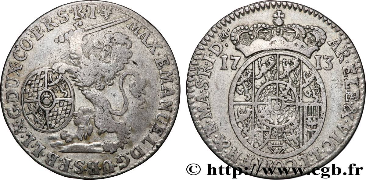 BELGIQUE - NAMUR - MAXIMILIEN- EMMANUEL DE BAVIERE Escalin 1713 Namur TB+/TTB 