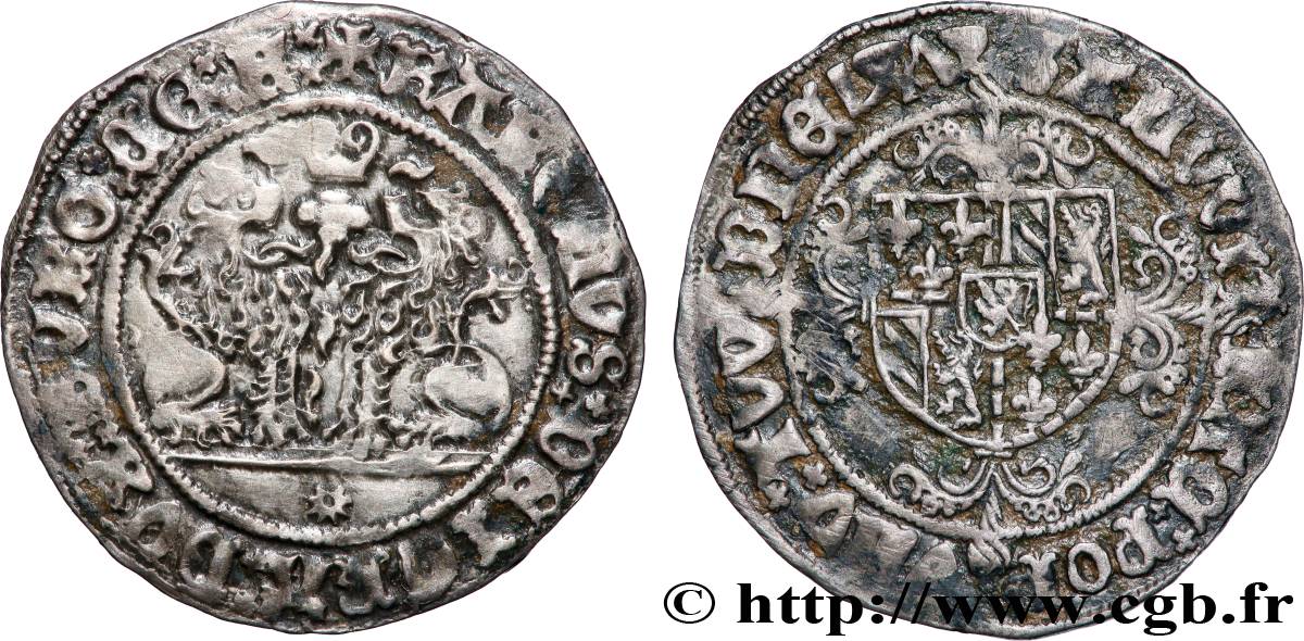 PAYS-BAS BOURGUIGNONS - DUCHÉ DE BRABANT - CHARLES LE TÉMÉRAIRE Double briquet 1474 Anvers TTB 