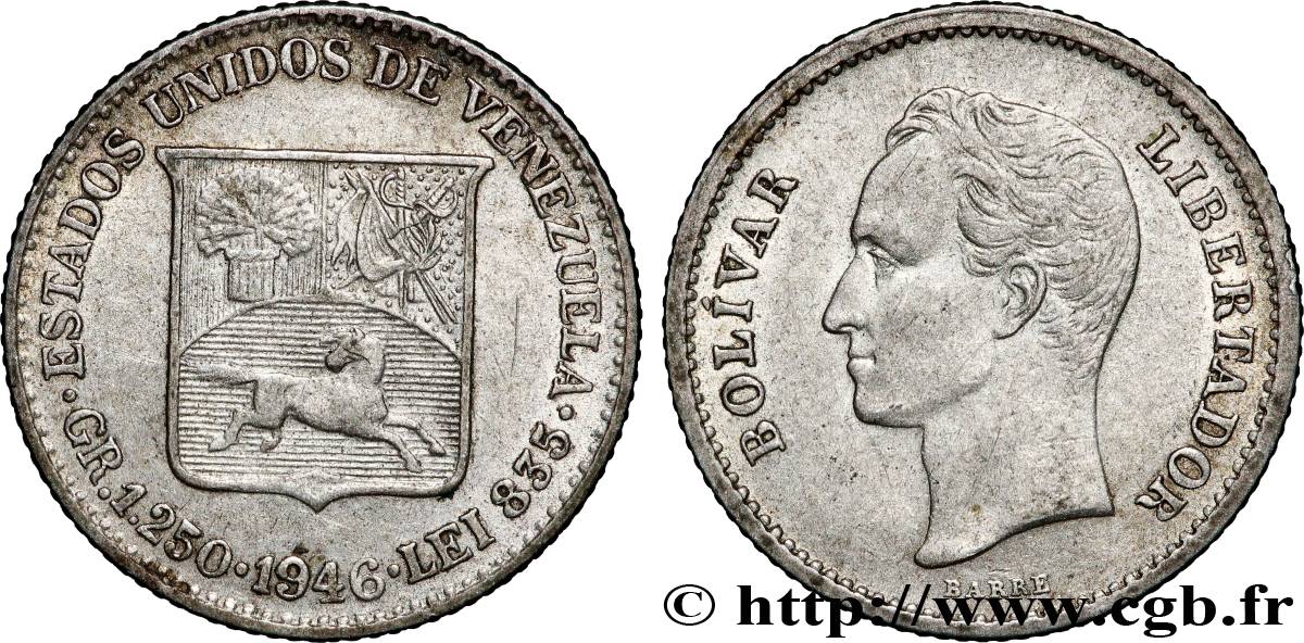 VENEZUELA 1/4 Bolivar 1946 Philadelphie VZ 
