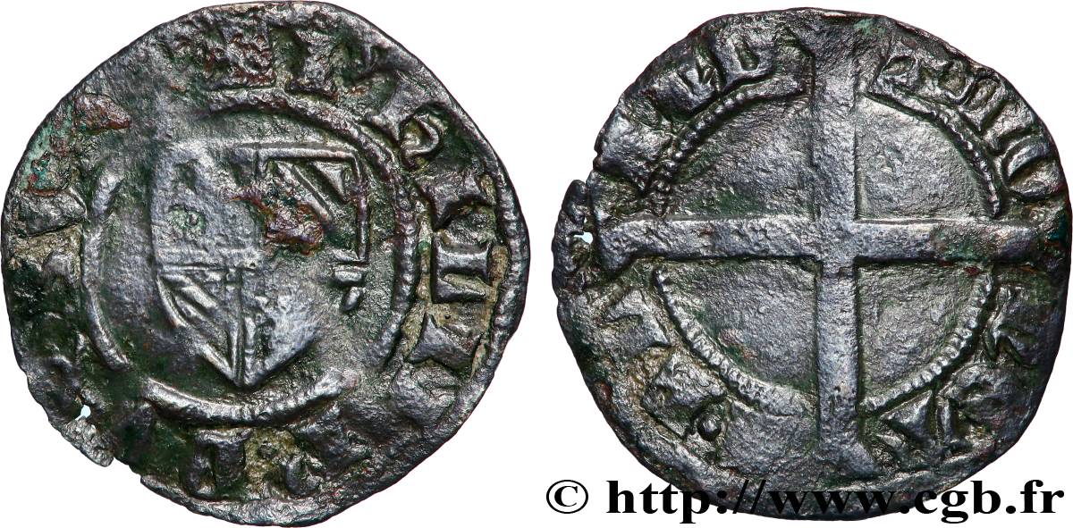 FLANDRE - COMTÉ DE FLANDRE - PHILIPPE LE HARDI Double mite n.d.  q.BB 